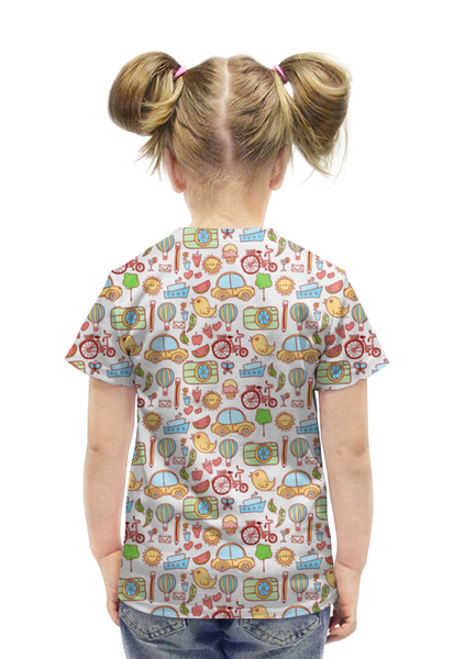 Заказать детскую футболку в Москве. Футболка с полной запечаткой для девочек Детское ассорти от BeliySlon - готовые дизайны и нанесение принтов.