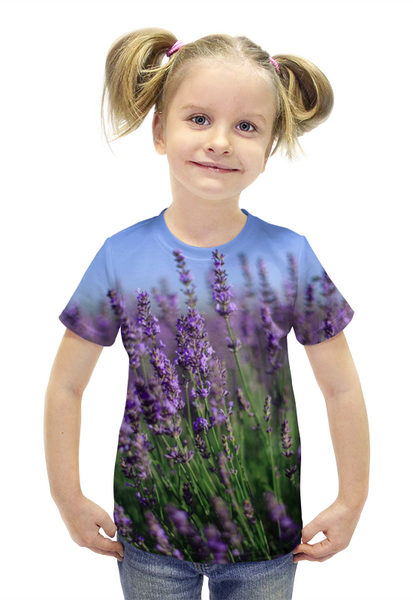 Заказать детскую футболку в Москве. Футболка с полной запечаткой для девочек Лаванда от ElenaE  - готовые дизайны и нанесение принтов.