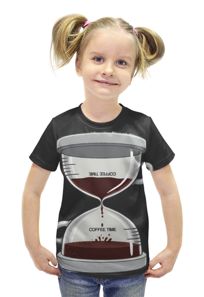 Заказать детскую футболку в Москве. Футболка с полной запечаткой для девочек COFFEE TIME / Время Кофе от crash - готовые дизайны и нанесение принтов.