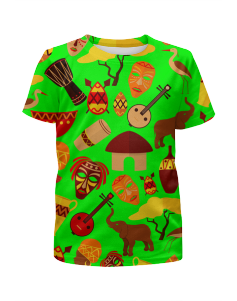 Заказать детскую футболку в Москве. Футболка с полной запечаткой для девочек Джунгли от icase - готовые дизайны и нанесение принтов.