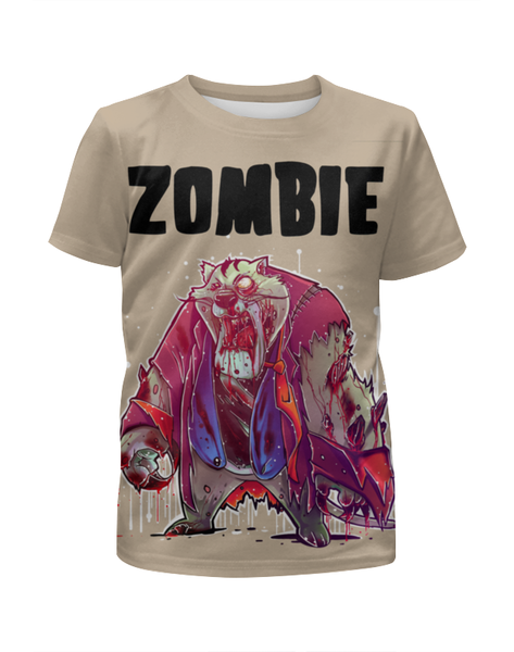 Заказать детскую футболку в Москве. Футболка с полной запечаткой для девочек Zombie Cat от Leichenwagen - готовые дизайны и нанесение принтов.