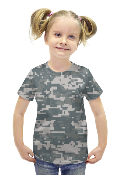 Заказать детскую футболку в Москве. Футболка с полной запечаткой для девочек Камуфляж (Цифра) от printik - готовые дизайны и нанесение принтов.