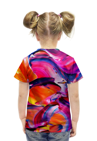 Заказать детскую футболку в Москве. Футболка с полной запечаткой для девочек Узор красками от THE_NISE  - готовые дизайны и нанесение принтов.