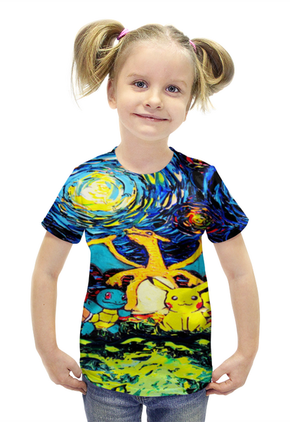 Заказать детскую футболку в Москве. Футболка с полной запечаткой для девочек Van Gogh от THE_NISE  - готовые дизайны и нанесение принтов.