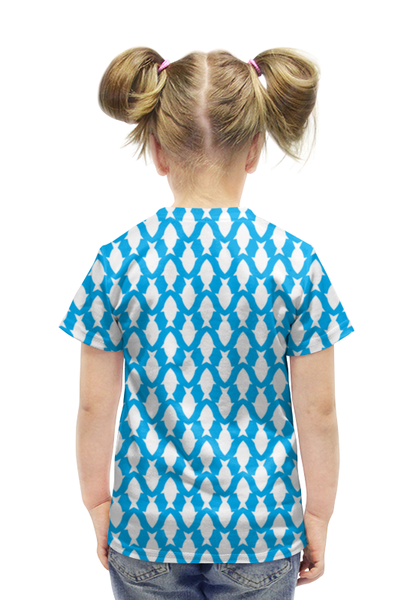 Заказать детскую футболку в Москве. Футболка с полной запечаткой для девочек белые рыбы от irinavk - готовые дизайны и нанесение принтов.