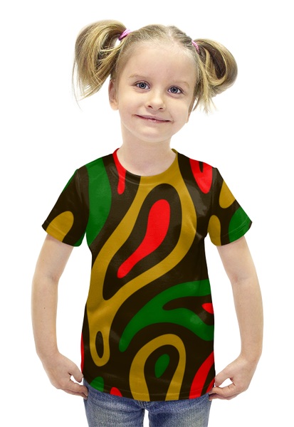 Заказать детскую футболку в Москве. Футболка с полной запечаткой для девочек Неоновый узор от THE_NISE  - готовые дизайны и нанесение принтов.