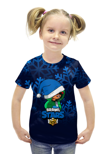 Заказать детскую футболку в Москве. Футболка с полной запечаткой для девочек Brawl Stars НОВОГОДНИЙ  от weeert - готовые дизайны и нанесение принтов.