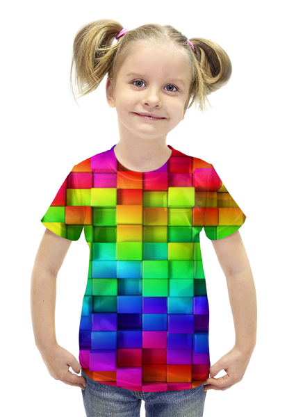 Заказать детскую футболку в Москве. Футболка с полной запечаткой для девочек Тетрис от lokt-nik@yandex.ru - готовые дизайны и нанесение принтов.