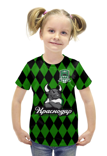 Заказать детскую футболку в Москве. Футболка с полной запечаткой для девочек Краснодар ПФК от Виктор Гришин - готовые дизайны и нанесение принтов.