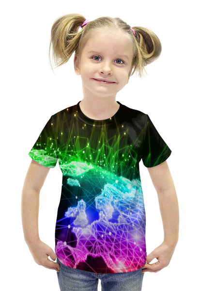 Заказать детскую футболку в Москве. Футболка с полной запечаткой для девочек Абстракция от THE_NISE  - готовые дизайны и нанесение принтов.