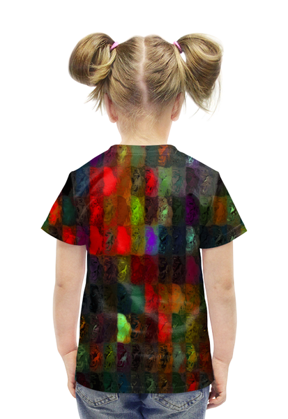 Заказать детскую футболку в Москве. Футболка с полной запечаткой для девочек Кубики красками от THE_NISE  - готовые дизайны и нанесение принтов.