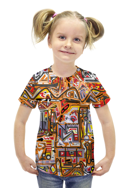Заказать детскую футболку в Москве. Футболка с полной запечаткой для девочек Оранжевый дом. от Vadim Koval - готовые дизайны и нанесение принтов.