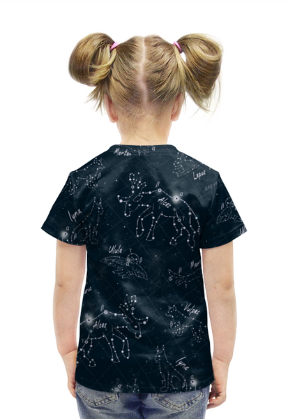 Заказать детскую футболку в Москве. Футболка с полной запечаткой для девочек Лесные созвездия от ELENA ZHARINOVA - готовые дизайны и нанесение принтов.