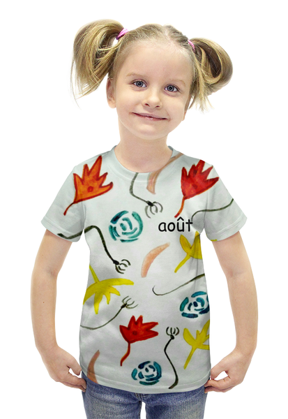 Заказать детскую футболку в Москве. Футболка с полной запечаткой для девочек Август от mrs-snit@yandex.ru - готовые дизайны и нанесение принтов.