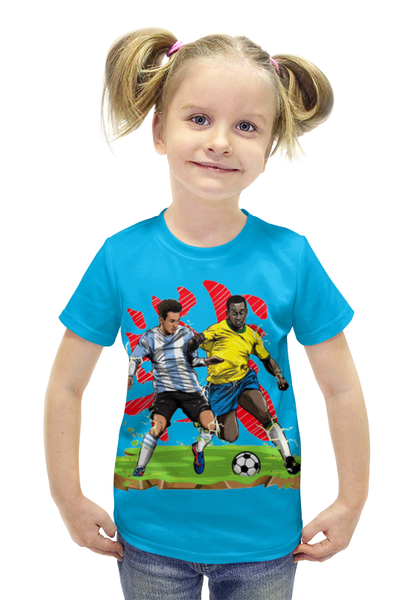Заказать детскую футболку в Москве. Футболка с полной запечаткой для девочек Футболисты  от ПРИНТЫ ПЕЧАТЬ  - готовые дизайны и нанесение принтов.