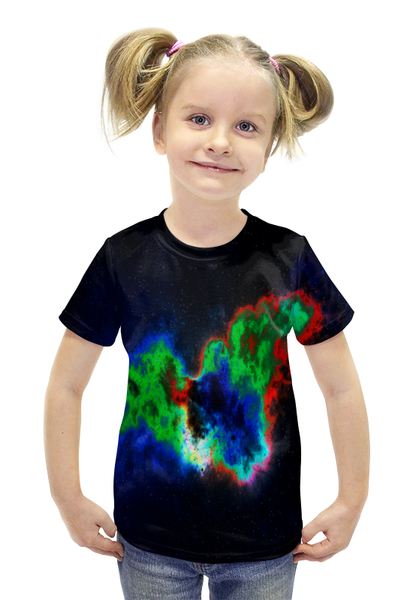 Заказать детскую футболку в Москве. Футболка с полной запечаткой для девочек Космический взрыв от THE_NISE  - готовые дизайны и нанесение принтов.
