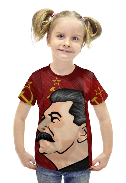 Заказать детскую футболку в Москве. Футболка с полной запечаткой для девочек Сталин от gopotol - готовые дизайны и нанесение принтов.