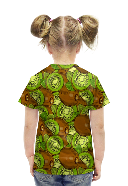 Заказать детскую футболку в Москве. Футболка с полной запечаткой для девочек Плоды киви от THE_NISE  - готовые дизайны и нанесение принтов.