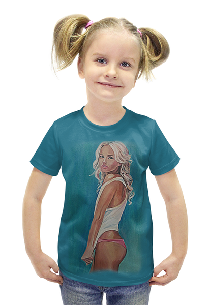 Заказать детскую футболку в Москве. Футболка с полной запечаткой для девочек Девушка в майке от Артём Киселёв - готовые дизайны и нанесение принтов.