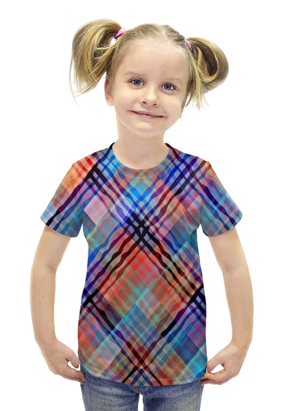 Заказать детскую футболку в Москве. Футболка с полной запечаткой для девочек Цветные волны от THE_NISE  - готовые дизайны и нанесение принтов.
