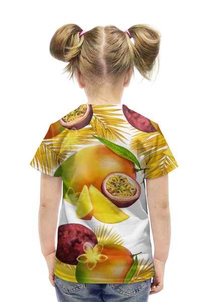 Заказать детскую футболку в Москве. Футболка с полной запечаткой для девочек Тропические фрукты от Виктор Гришин - готовые дизайны и нанесение принтов.