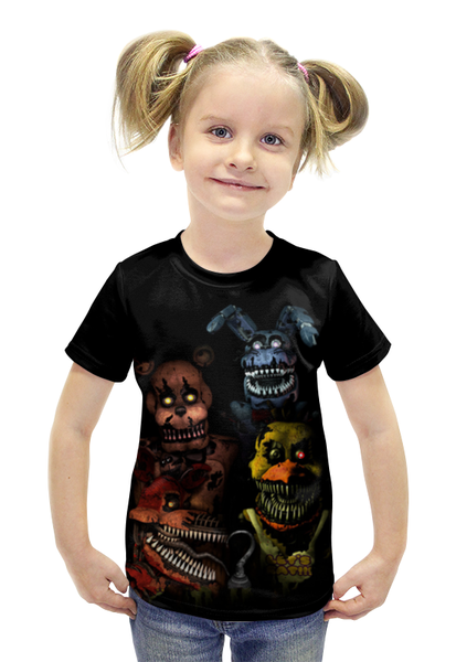 Заказать детскую футболку в Москве. Футболка с полной запечаткой для девочек Five Nights at Freddy’s от weeert - готовые дизайны и нанесение принтов.