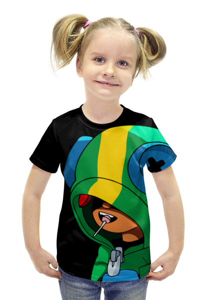 Заказать детскую футболку в Москве. Футболка с полной запечаткой для девочек Brawl Stars Leon от weeert - готовые дизайны и нанесение принтов.