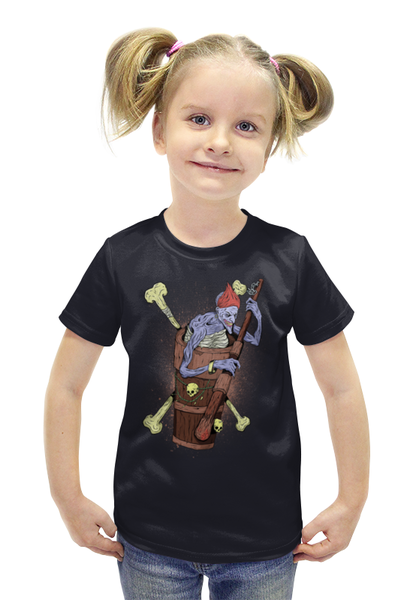 Заказать детскую футболку в Москве. Футболка с полной запечаткой для девочек Баба Яга от T-shirt print  - готовые дизайны и нанесение принтов.