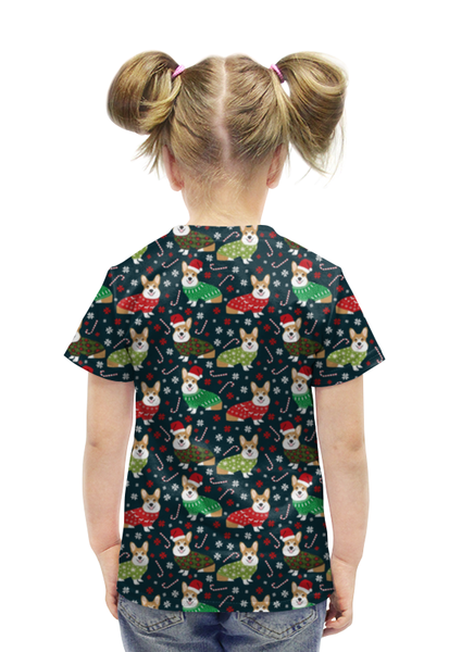 Заказать детскую футболку в Москве. Футболка с полной запечаткой для девочек Корги  от Nos  - готовые дизайны и нанесение принтов.