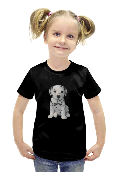 Заказать детскую футболку в Москве. Футболка с полной запечаткой для девочек Далматинец от THE_NISE  - готовые дизайны и нанесение принтов.