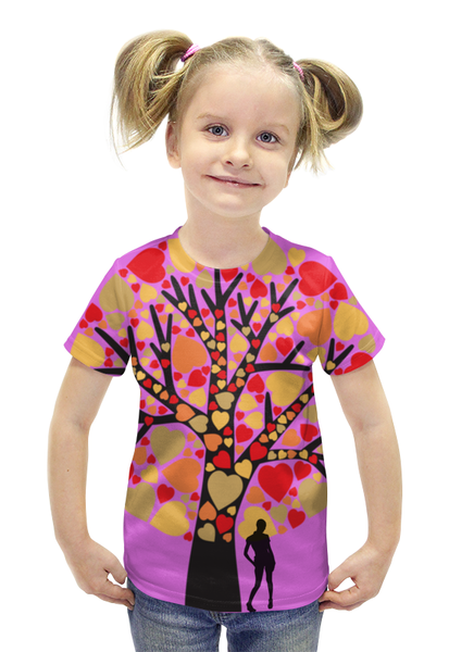 Заказать детскую футболку в Москве. Футболка с полной запечаткой для девочек Дерево любви от natali_ptz - готовые дизайны и нанесение принтов.
