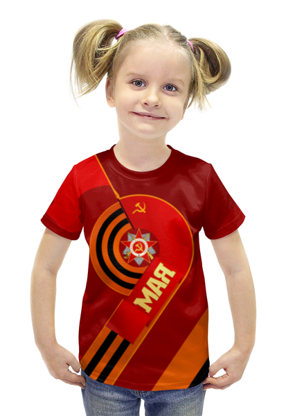 Заказать детскую футболку в Москве. Футболка с полной запечаткой для девочек День Победы от gopotol - готовые дизайны и нанесение принтов.