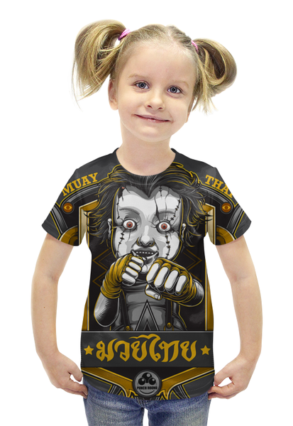 Заказать детскую футболку в Москве. Футболка с полной запечаткой для девочек MUAY THAI от Виктор Гришин - готовые дизайны и нанесение принтов.