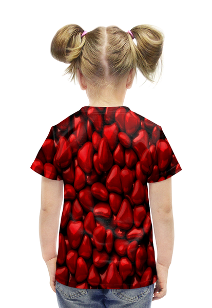 Заказать детскую футболку в Москве. Футболка с полной запечаткой для девочек Множество сердец от THE_NISE  - готовые дизайны и нанесение принтов.