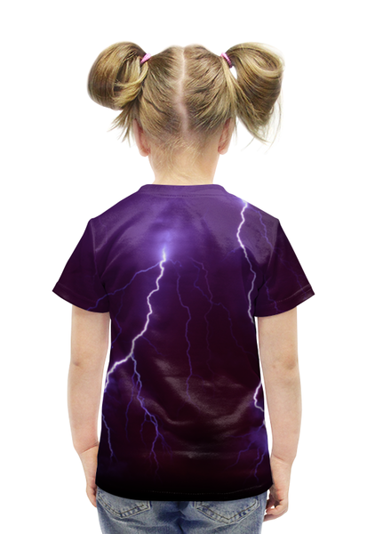Заказать детскую футболку в Москве. Футболка с полной запечаткой для девочек молния от THE_NISE  - готовые дизайны и нанесение принтов.