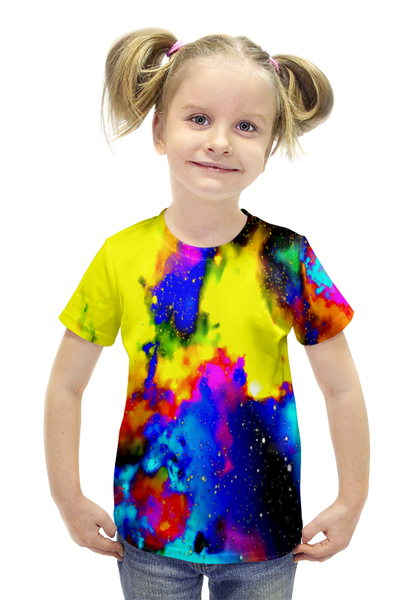 Заказать детскую футболку в Москве. Футболка с полной запечаткой для девочек Яркие пятна от THE_NISE  - готовые дизайны и нанесение принтов.