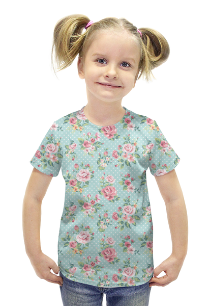 Заказать детскую футболку в Москве. Футболка с полной запечаткой для девочек Flowers от Илья Щеблецов - готовые дизайны и нанесение принтов.