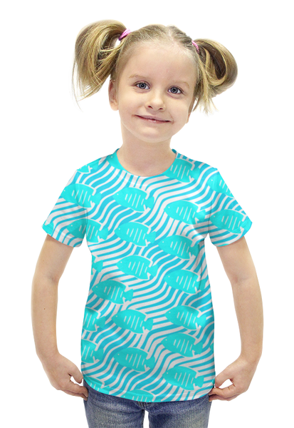 Заказать детскую футболку в Москве. Футболка с полной запечаткой для девочек Тропические рыбки от valezar - готовые дизайны и нанесение принтов.