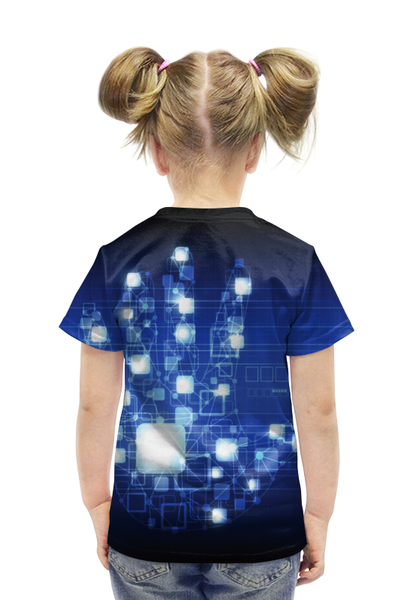 Заказать детскую футболку в Москве. Футболка с полной запечаткой для девочек Цифровая ладонь от queen  - готовые дизайны и нанесение принтов.