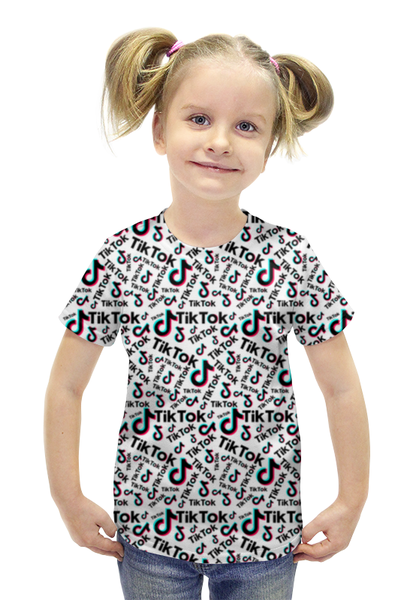 Заказать детскую футболку в Москве. Футболка с полной запечаткой для девочек TikTok  от DESIGNER   - готовые дизайны и нанесение принтов.