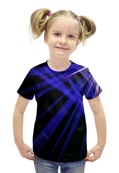 Заказать детскую футболку в Москве. Футболка с полной запечаткой для девочек Лучи красок от THE_NISE  - готовые дизайны и нанесение принтов.