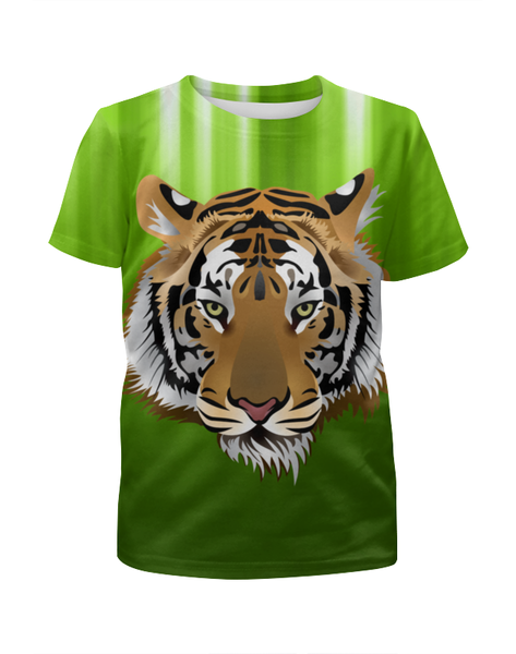 Заказать детскую футболку в Москве. Футболка с полной запечаткой для девочек Взгляд тигра от Виктор Гришин - готовые дизайны и нанесение принтов.