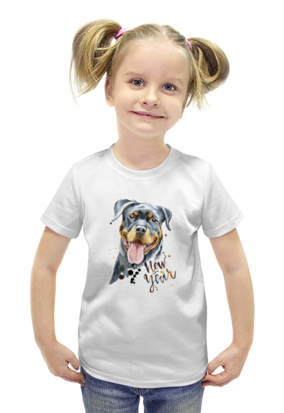 Заказать детскую футболку в Москве. Футболка с полной запечаткой для девочек Собачка от THE_NISE  - готовые дизайны и нанесение принтов.