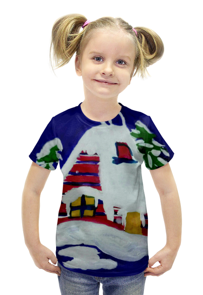 Заказать детскую футболку в Москве. Футболка с полной запечаткой для девочек Дом в лесу от mrs-snit@yandex.ru - готовые дизайны и нанесение принтов.