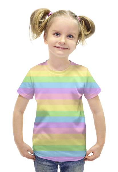 Заказать детскую футболку в Москве. Футболка с полной запечаткой для девочек LINES от CoolDesign - готовые дизайны и нанесение принтов.
