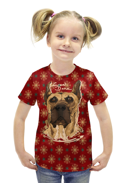 Заказать детскую футболку в Москве. Футболка с полной запечаткой для девочек Great Dane от THE_NISE  - готовые дизайны и нанесение принтов.