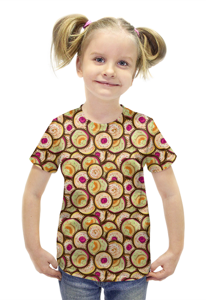 Заказать детскую футболку в Москве. Футболка с полной запечаткой для девочек Печенюшки от IrinkaArt  - готовые дизайны и нанесение принтов.