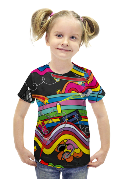 Заказать детскую футболку в Москве. Футболка с полной запечаткой для девочек Поп-арт от Fil6 - готовые дизайны и нанесение принтов.