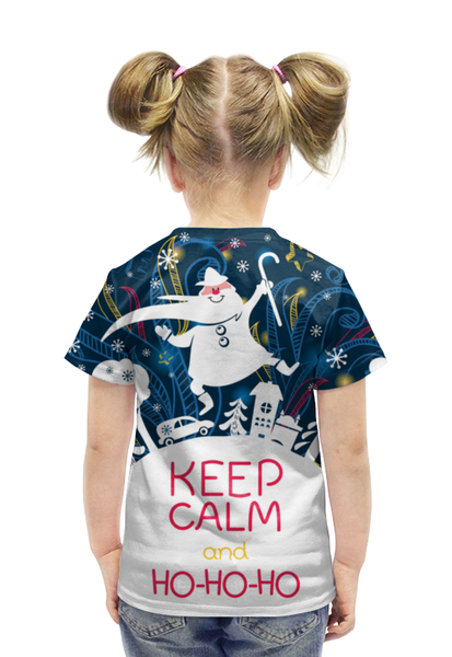 Заказать детскую футболку в Москве. Футболка с полной запечаткой для девочек HO-HO-HO от Y L - готовые дизайны и нанесение принтов.