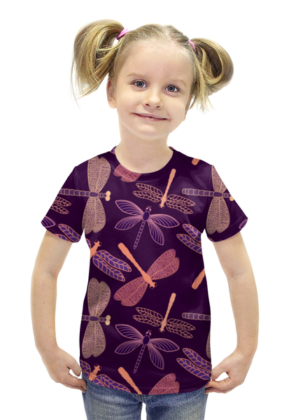 Заказать детскую футболку в Москве. Футболка с полной запечаткой для девочек Стрекозы от nadegda - готовые дизайны и нанесение принтов.